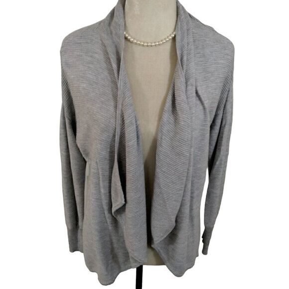 Maurices Sweaters - Maurices Gray Open Front Knit Draped Waterfall Cardigan Sweater Women's Size L